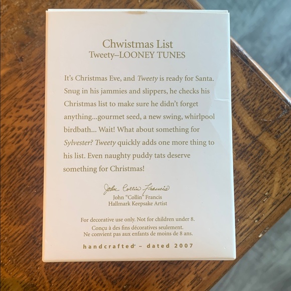 Tweety Looney Tunes Hallmark Keepsake Ornament - Picture 8 of 9